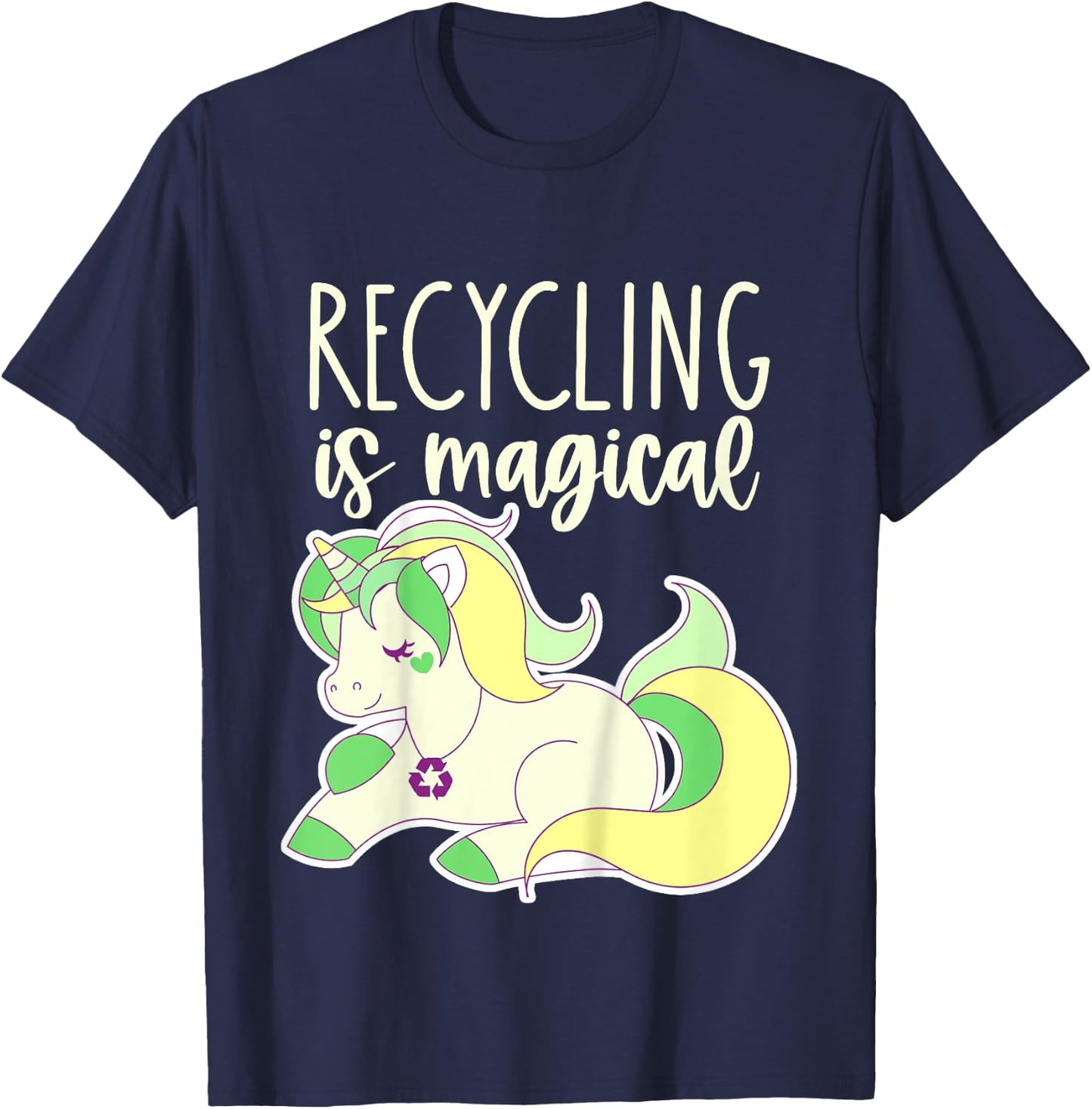 Kids Toddler Earth Day Recycle Unicorn Girls Recycling is Magical T-Shirt - T-Shirt | Navy