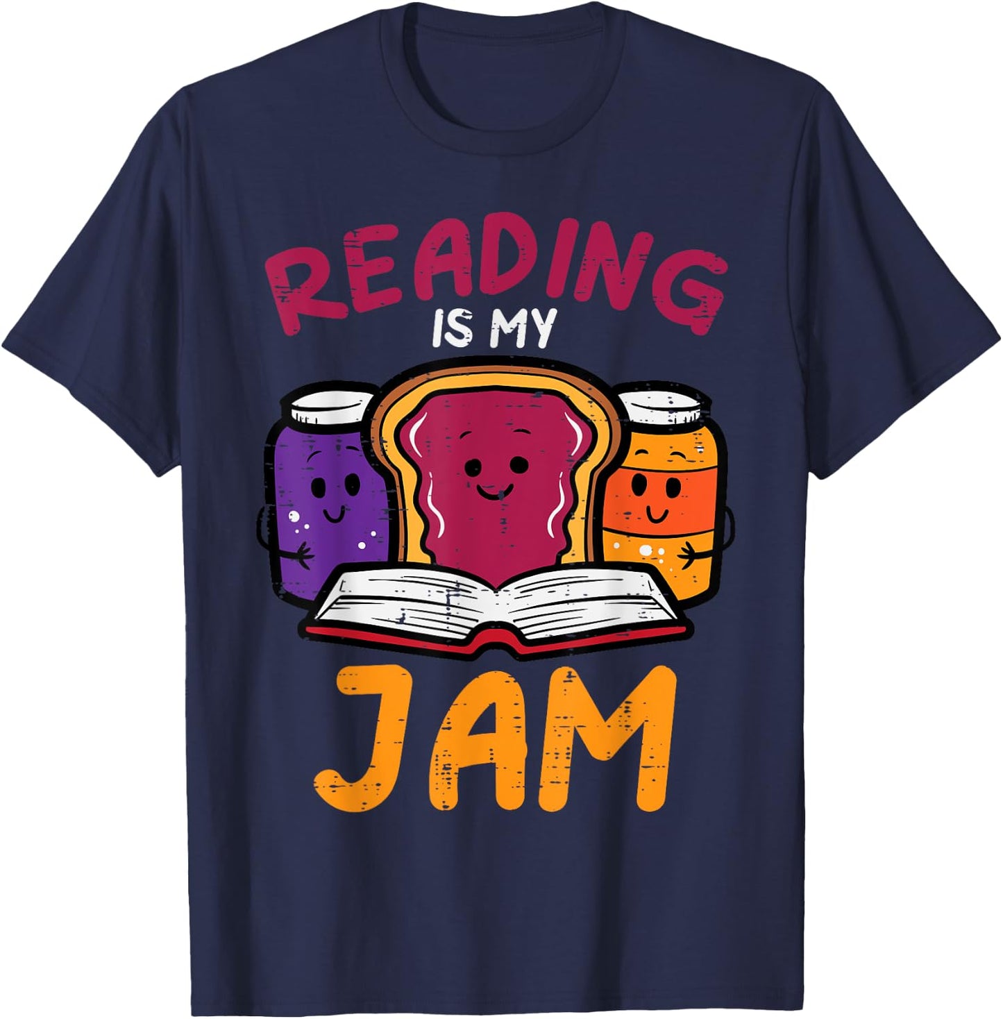 Reading My Jam Read Reading Book Librarian Men Women Kids T-Shirt - T-Shirt | Navy