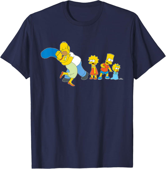 The Simpsons Marge Homer Beard Lisa Maggie Kiss T-Shirt - T-Shirt | Navy