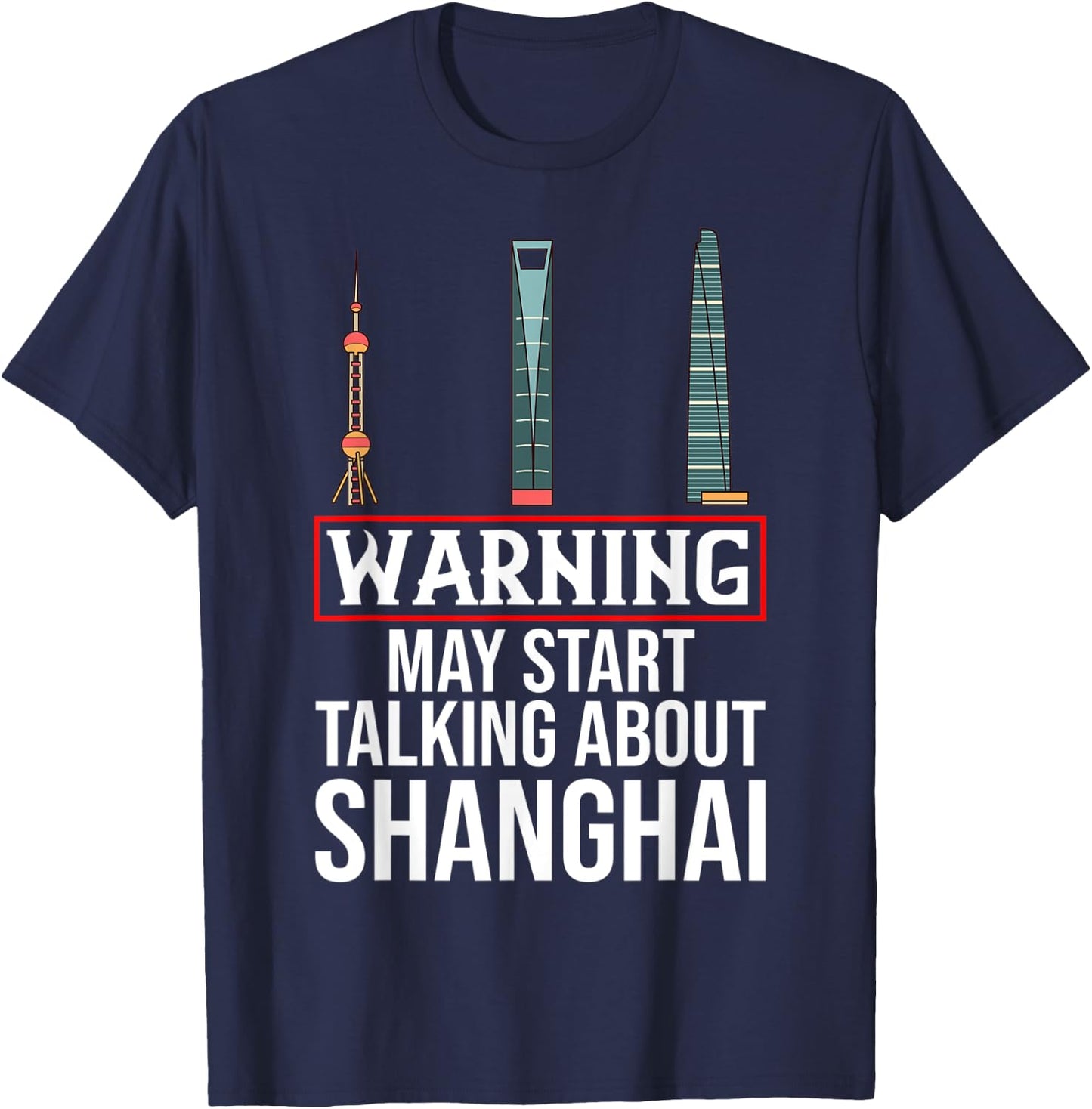 Shanghai China City Skyline Map T-Shirt - T-Shirt | Navy