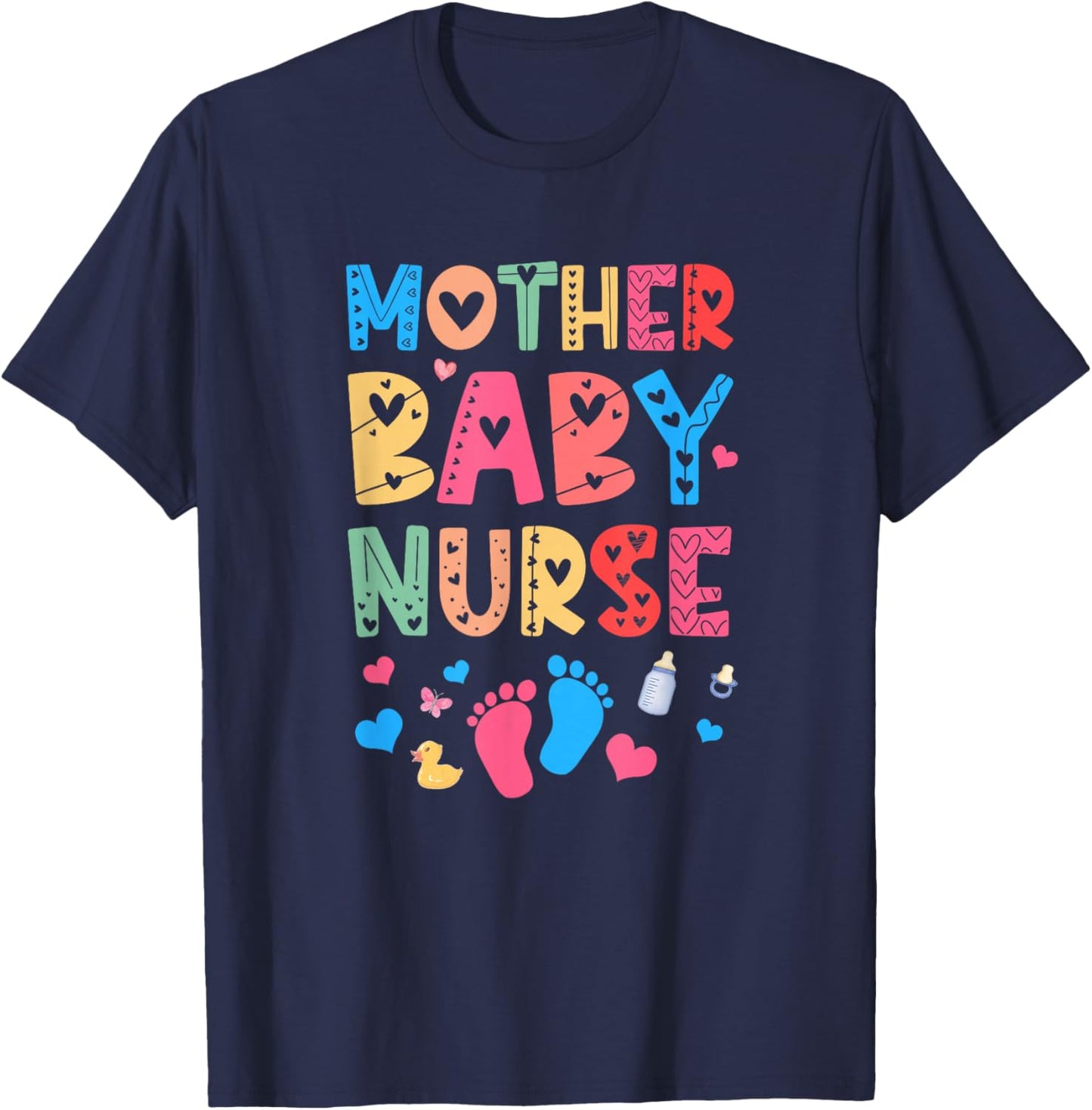 Vintage Groovy Mother Baby Nurse Women Nurse Week T-Shirt - T-Shirt | Navy