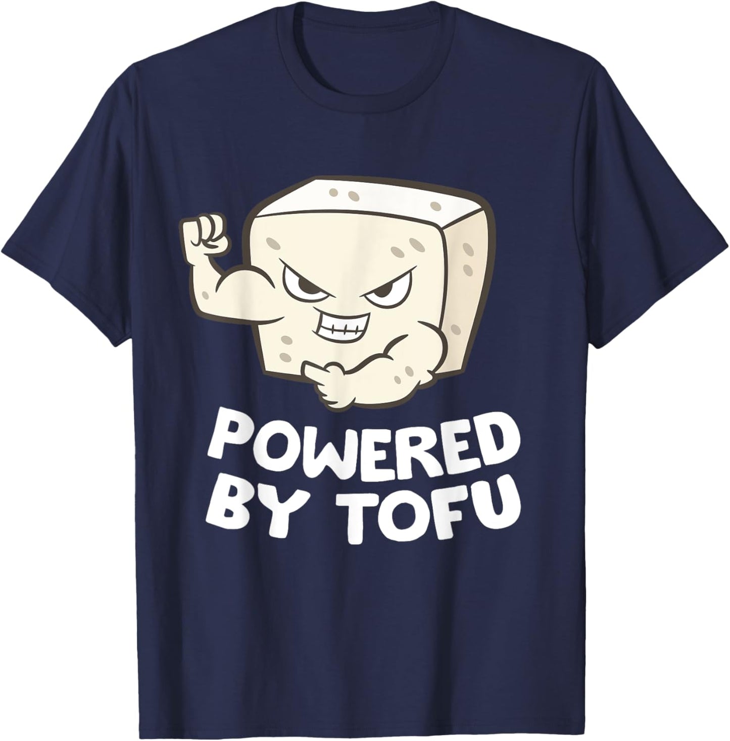Funny Tofu Gifts For Tofu Lovers Powered By Tofu T-Shirt - T-Shirt | Navy