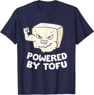 Funny Tofu Gifts For Tofu Lovers Powered By Tofu T-Shirt - T-Shirt | Navy