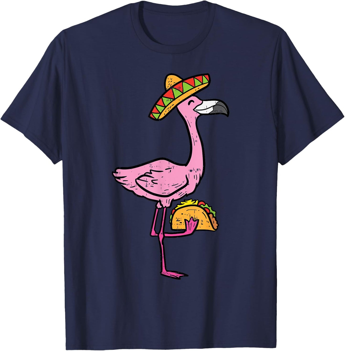 Mexican Flamingo Tacos Cute Cinco De Mayo Fiesta Animal T-Shirt - T-Shirt | Navy