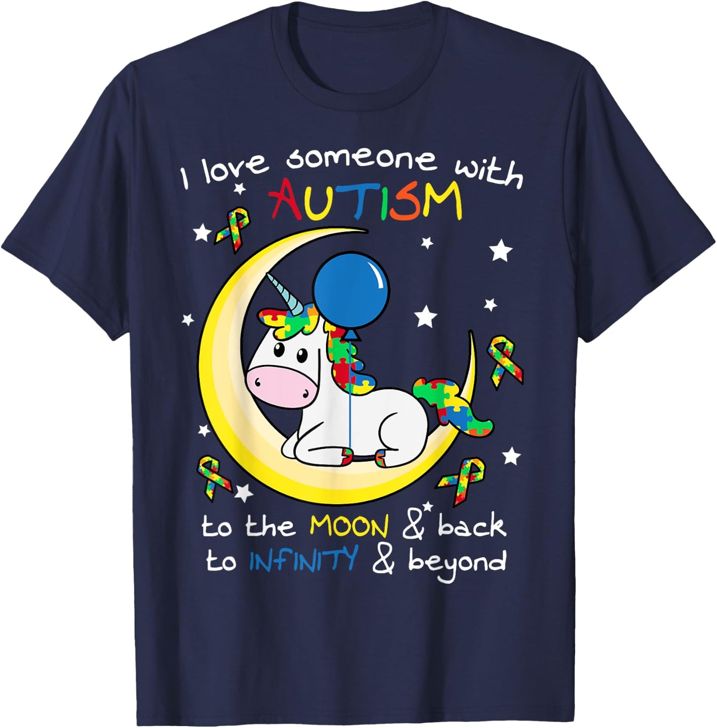 Unicorn Puzzle Moon Star Inspirational Autism Awareness Gift T-Shirt - T-Shirt | Navy