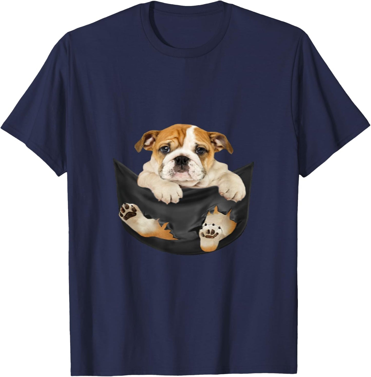 Dog Lovers Gifts Bulldog In Pocket Funny Dog Face T-Shirt - T-Shirt | Navy