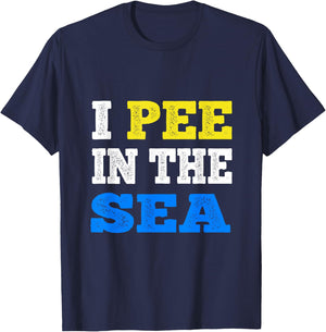 I Pee In The Sea Funny Ocean Summer Men Women T-Shirt - T-Shirt | Navy