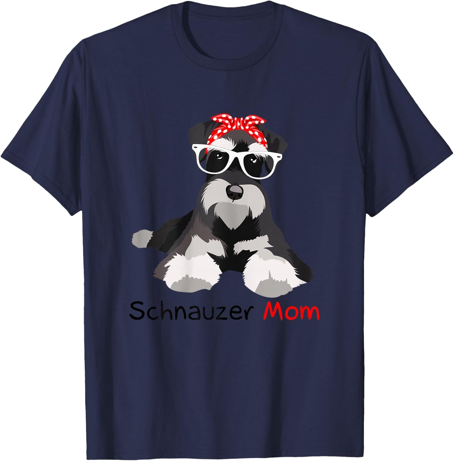 Schnauzer Mom Bandana Schnauzer Dog T-Shirt - T-Shirt | Navy