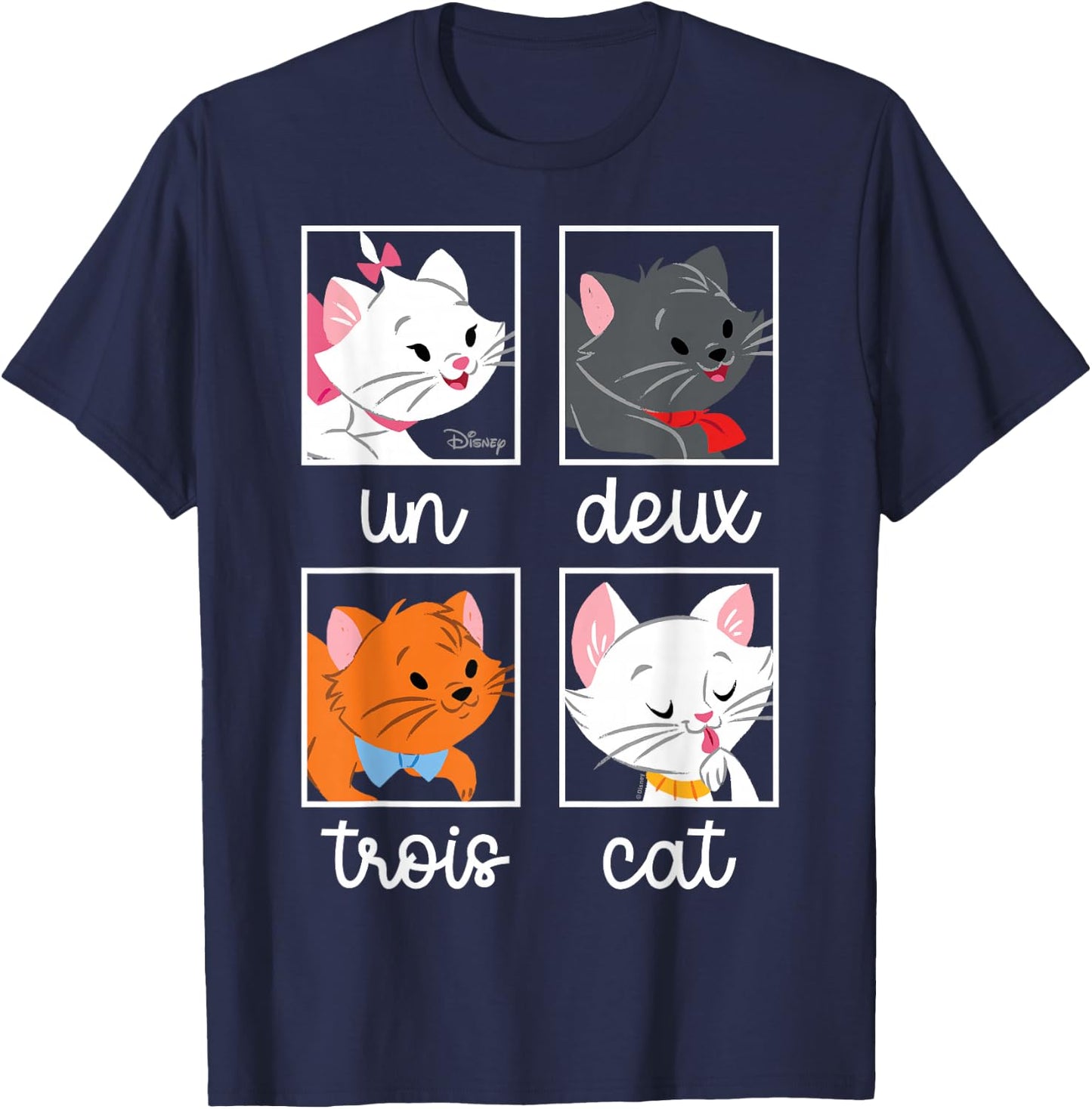 The Aristocats - Un Deux Trois Cat Character Squares T-Shirt - T-Shirt | Navy