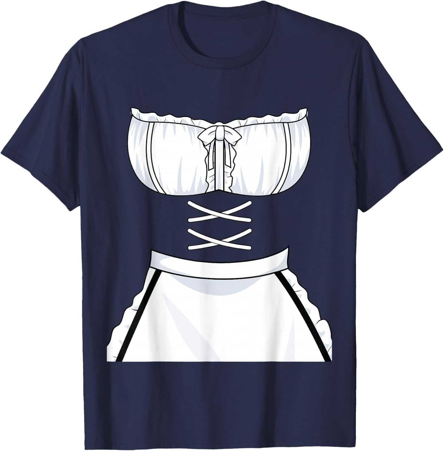 Japanese Anime French Apron - Maid Dress Cosplay Costume T-Shirt - T-Shirt | Navy
