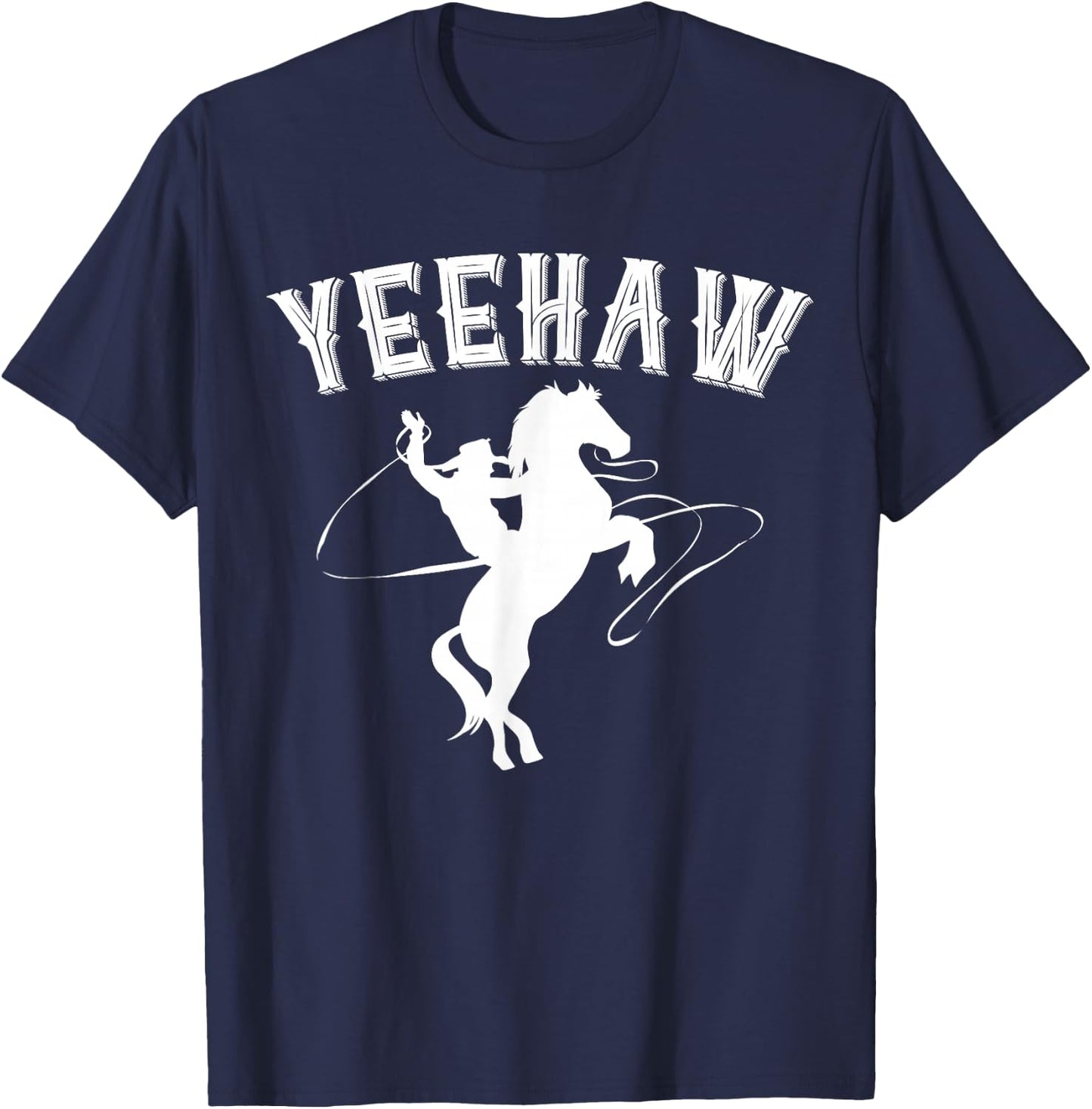 Yeehaw Bull Riding Western Rodeo Gift Cowboy T-Shirt - T-Shirt | Navy
