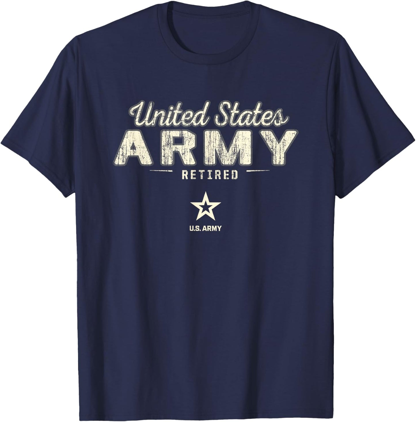 United States Army Military Retired Vintage Black T-Shirt - T-Shirt | Navy