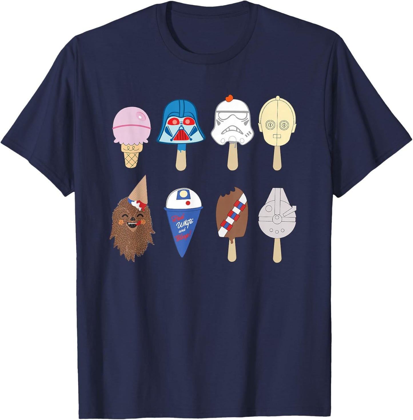 Star Wars Characters as Nostalgic Ice Cream T-Shirt - T-Shirt | Navy