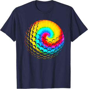 Cute Tie Dye Golf Gift Men Women Funny Rainbow Colored Ball T-Shirt - T-Shirt | Navy