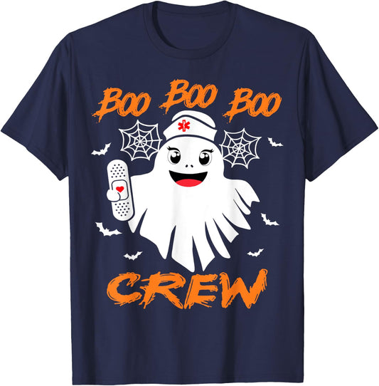 Boo Boo Crew Nurse Halloween Nurse T-Shirt - T-Shirt | Navy