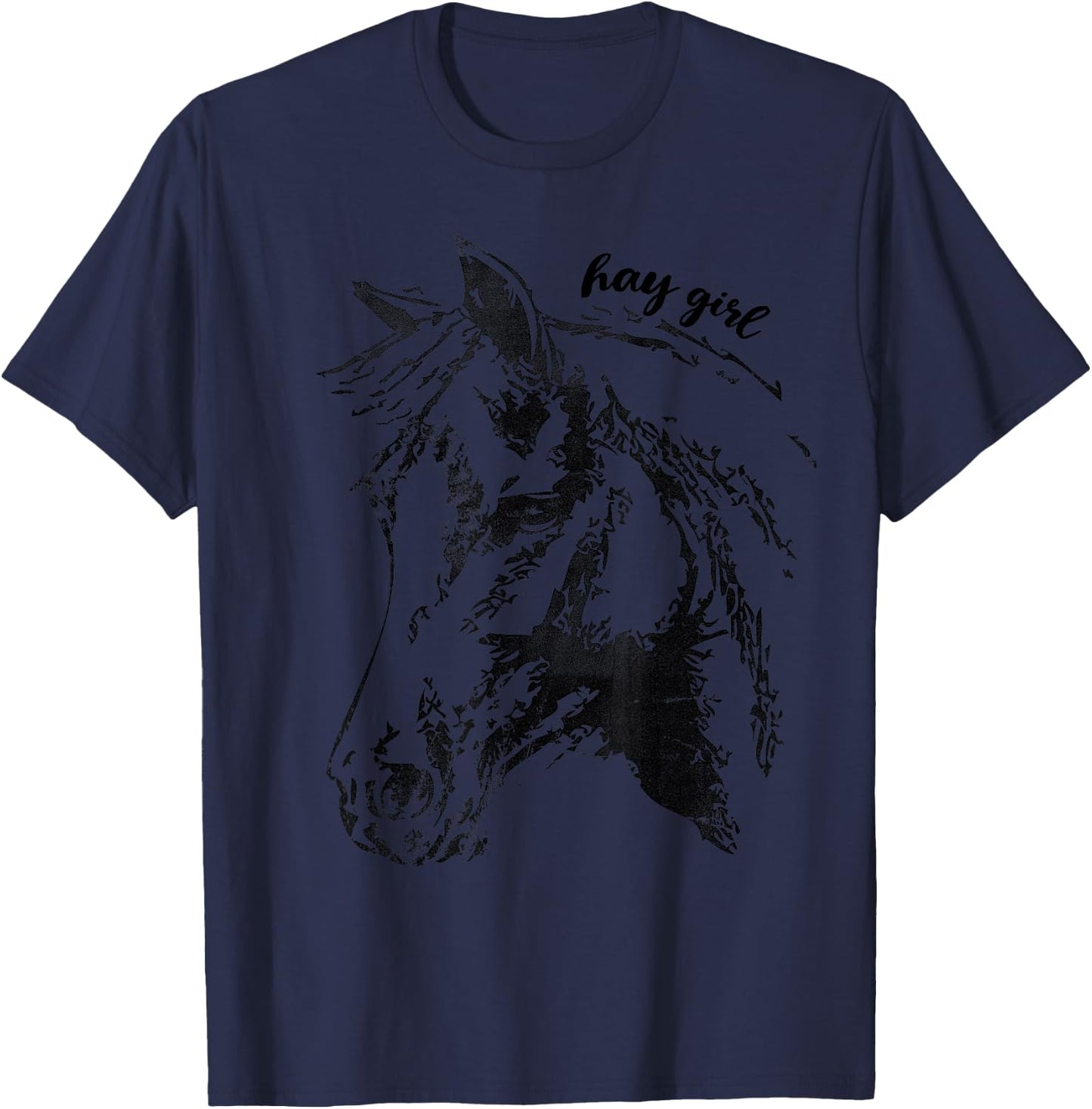 Vintage Hay Girl. Horse Show Jumping Western Riding Gift T-Shirt - T-Shirt | Navy