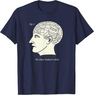 The Music Producer's Mind Phrenology Techno T-Shirt - T-Shirt | Navy