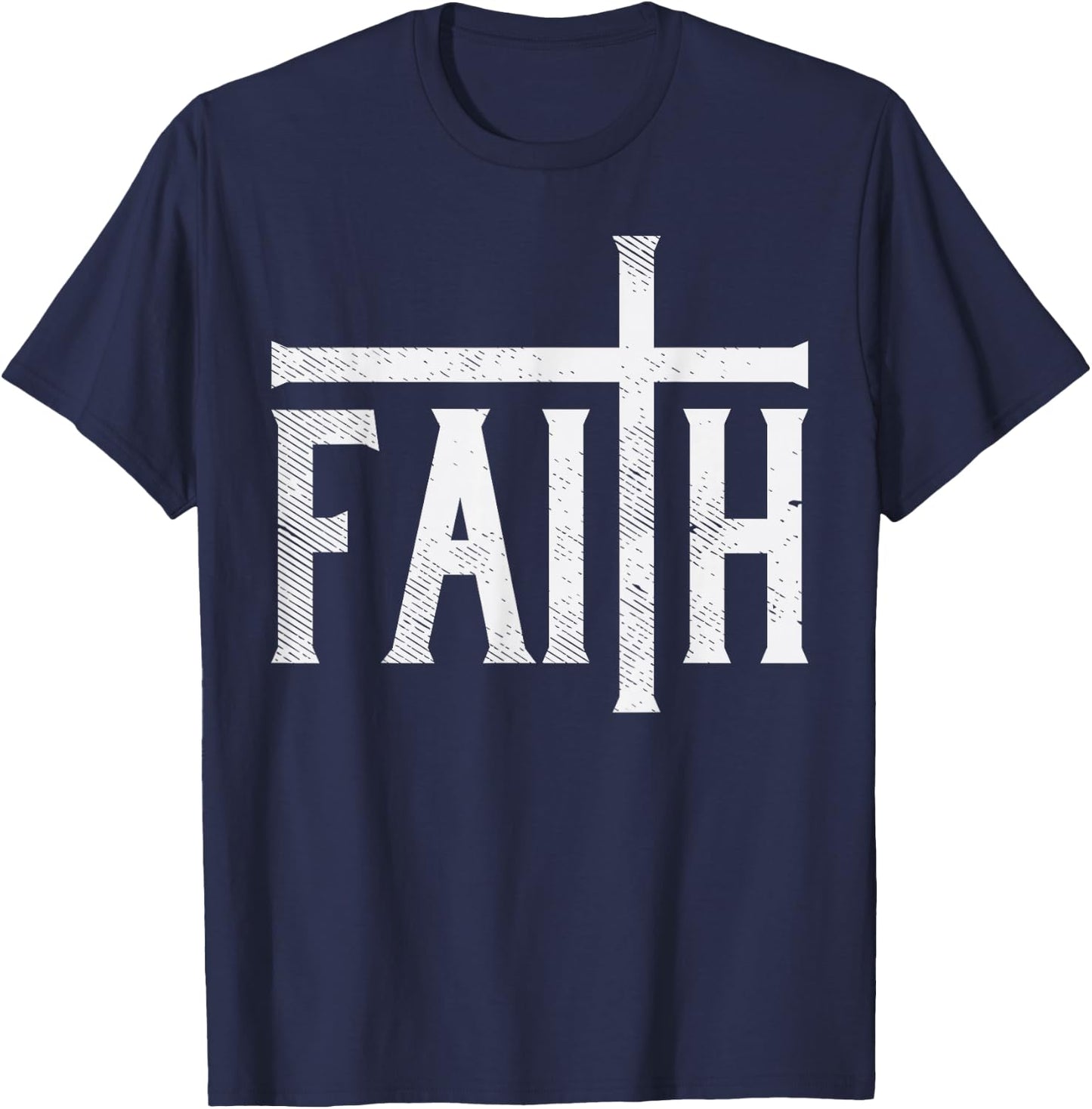 Faith Cross God Jesus Christ Prayer Religious Christian Gift T-Shirt - T-Shirt | Navy