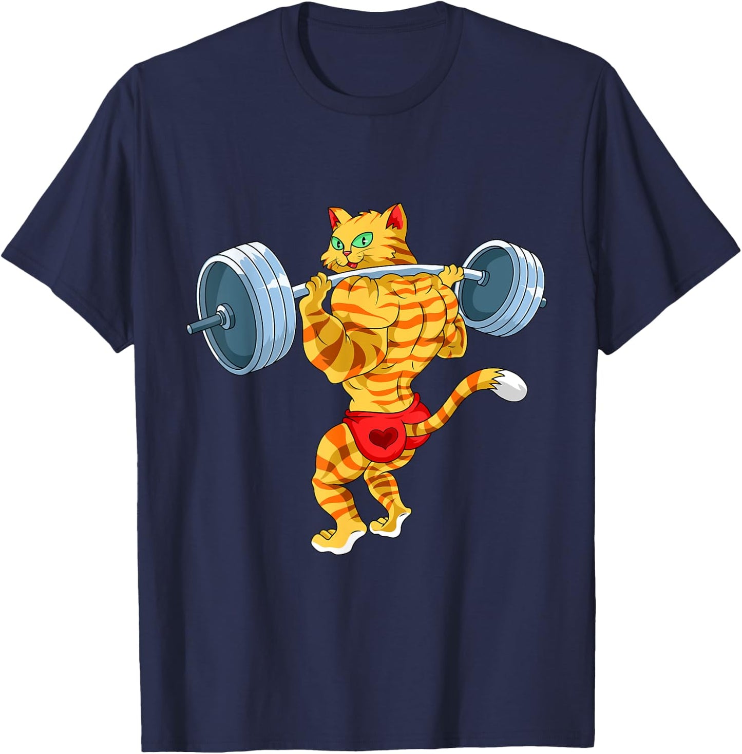 Weightlifing Barbell - Funny Workout Gym Weightlifting Cat Women T-Shirt - T-Shirt | Navy