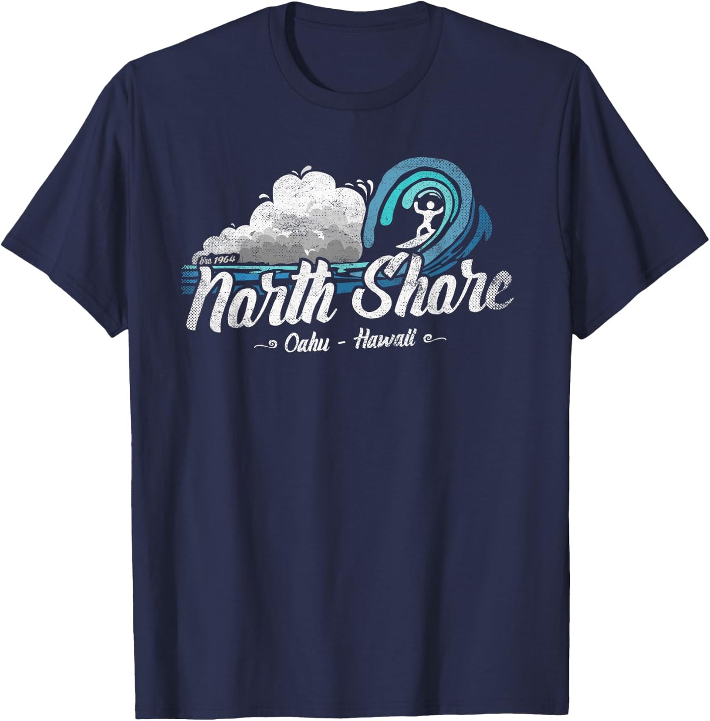 Vintage North Shore, Sunset Beach, Pipeline, Oahu, Hawaii T-Shirt - T-Shirt | Navy