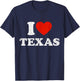 I Love Texas Top Red Heart Shirt TX State Souvenir T-Shirt - T-Shirt | Navy