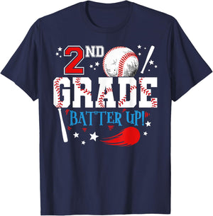 2nd Grade Batter Up Back To School Baseball Player Boys T-Shirt - T-Shirt | Navy