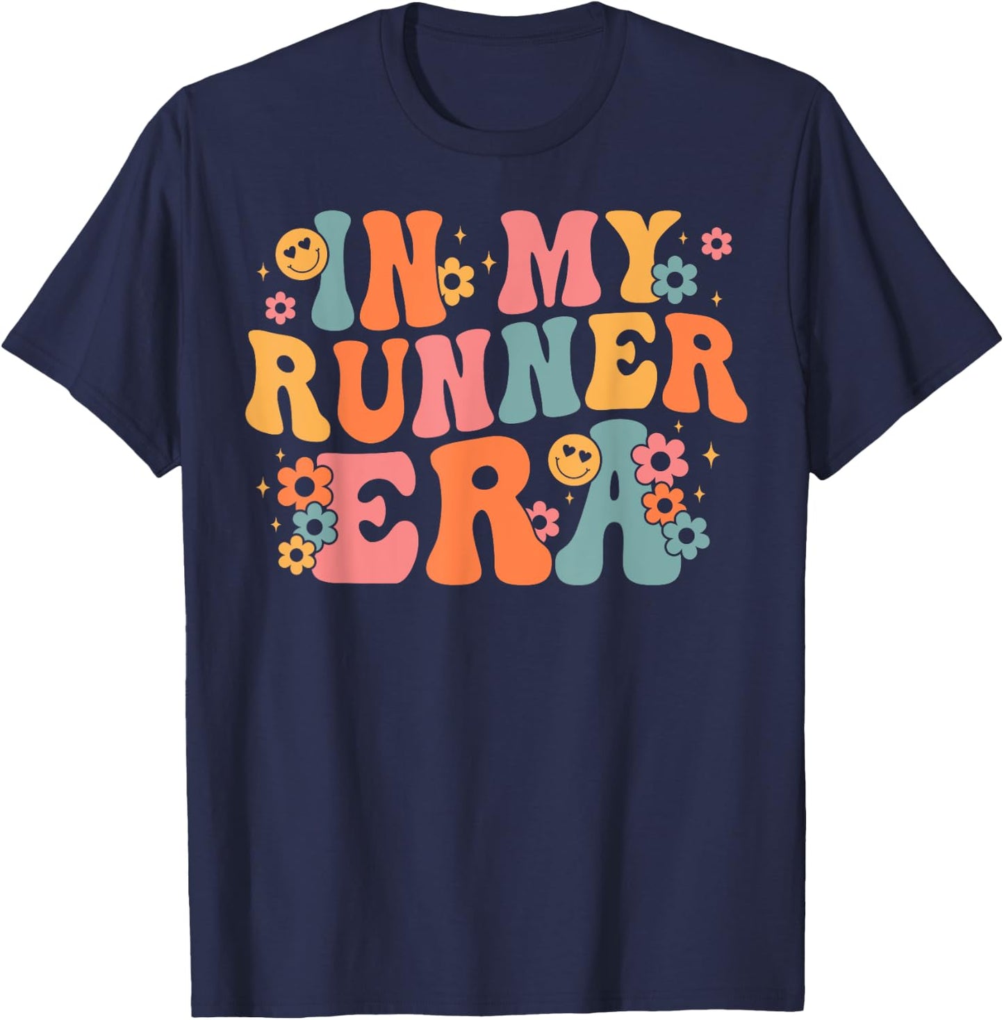 In My Runner Era Marathon Running Women Groovy T-Shirt - T-Shirt | Navy