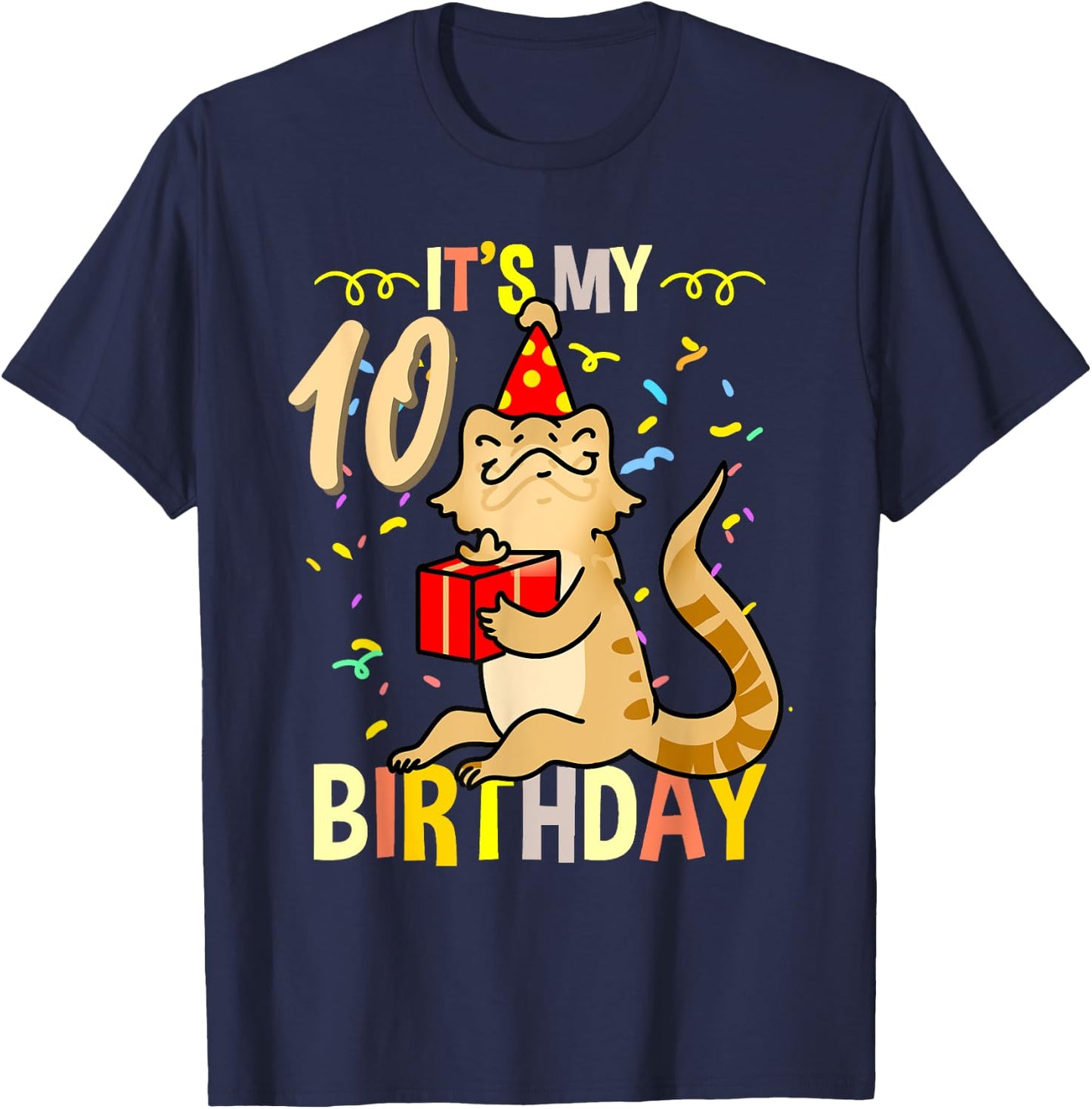 Its My 10th Birthday Bearded Dragon Lizard Lover T-Shirt - T-Shirt | Navy