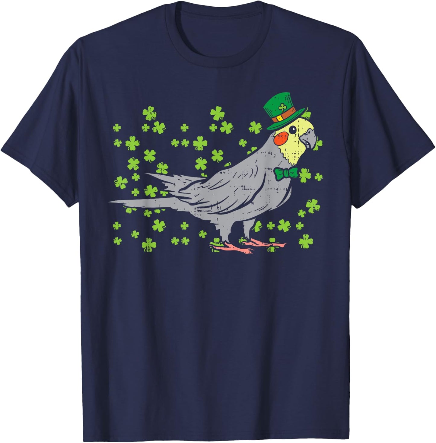 Leprechaun Cockatiel Bird Clover St Patricks Day Animal Gift T-Shirt - T-Shirt | Navy
