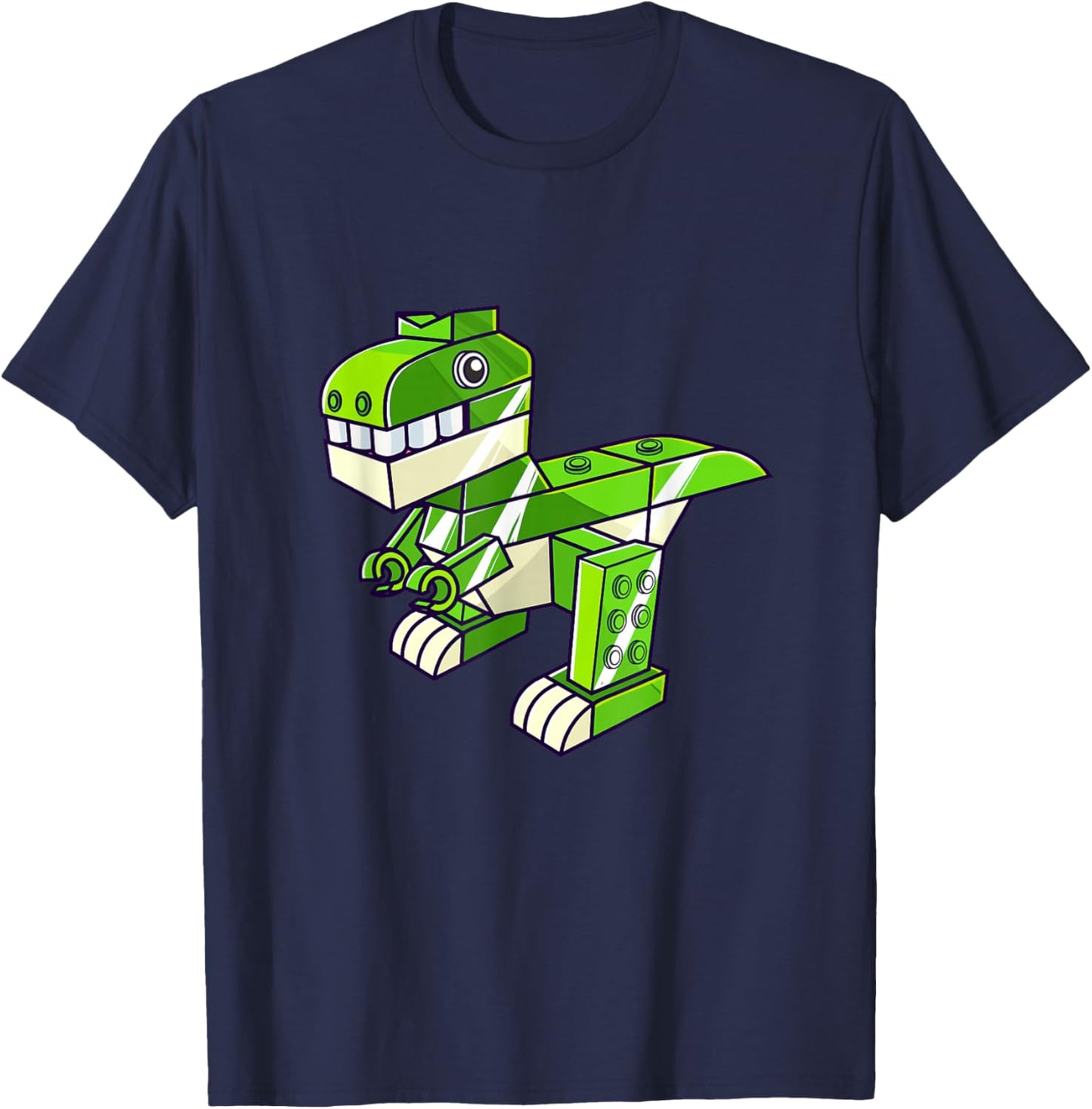 Dinosaur T Rex Master Builder Building Blocks Boys Kids T-Shirt - T-Shirt | Navy