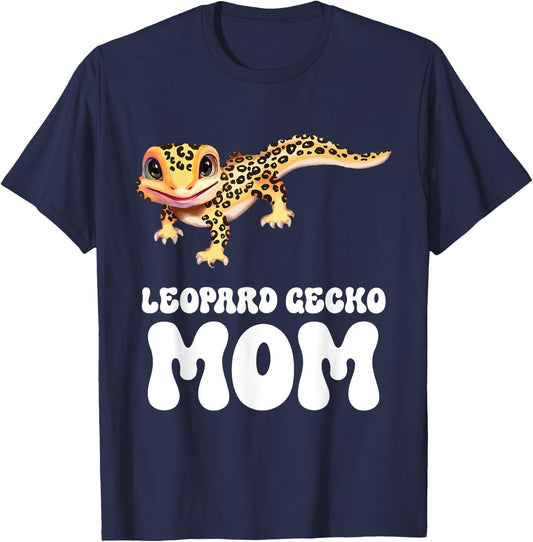 Leopard Gecko Mom Reptile Gecko Animal Cute Leopard Gecko T-Shirt - T-Shirt | Navy