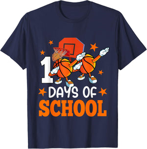 Boys Happy 100 Days Of School Basketball Teacher Students T-Shirt - T-Shirt | Navy