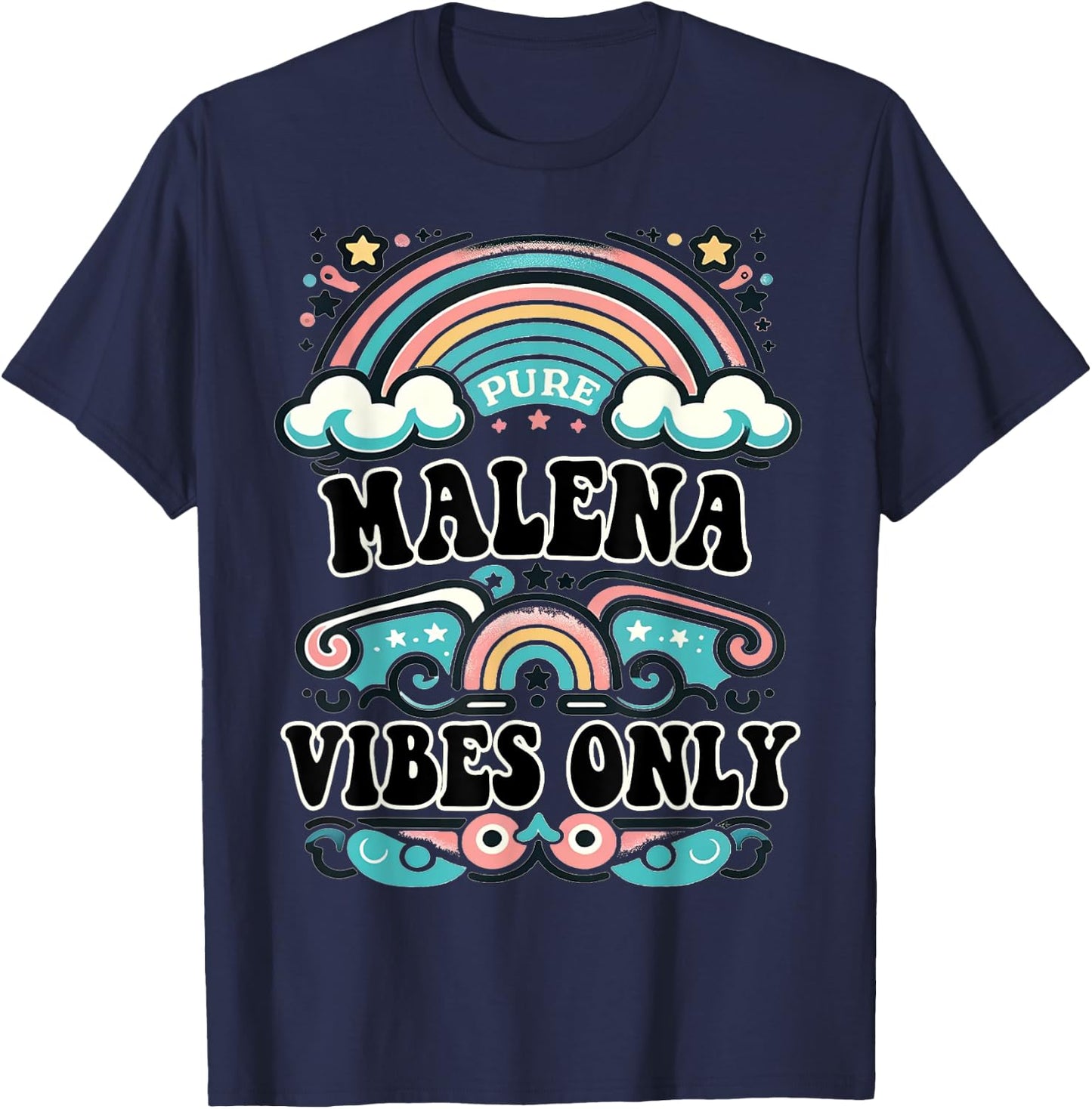 MALENA Vibes Only Cute Retro Girls MALENA Name T-Shirt - T-Shirt | Navy