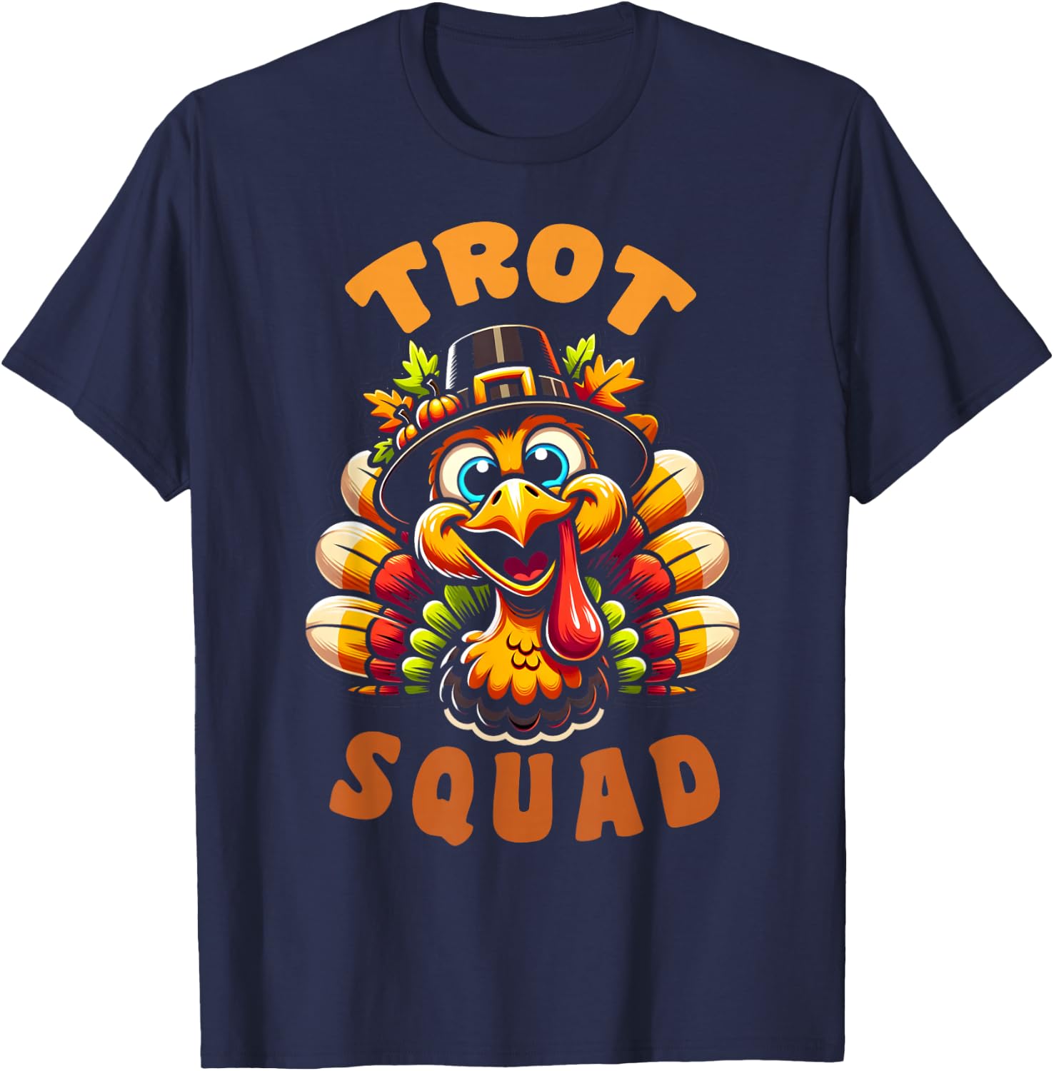 Trot Squad Funny Retro Thanksgiving Day Running Turkey T-Shirt - T-Shirt | Navy
