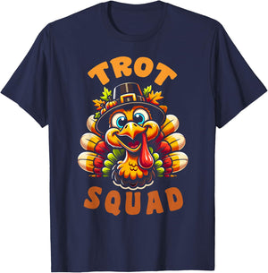 Trot Squad Funny Retro Thanksgiving Day Running Turkey T-Shirt - T-Shirt | Navy