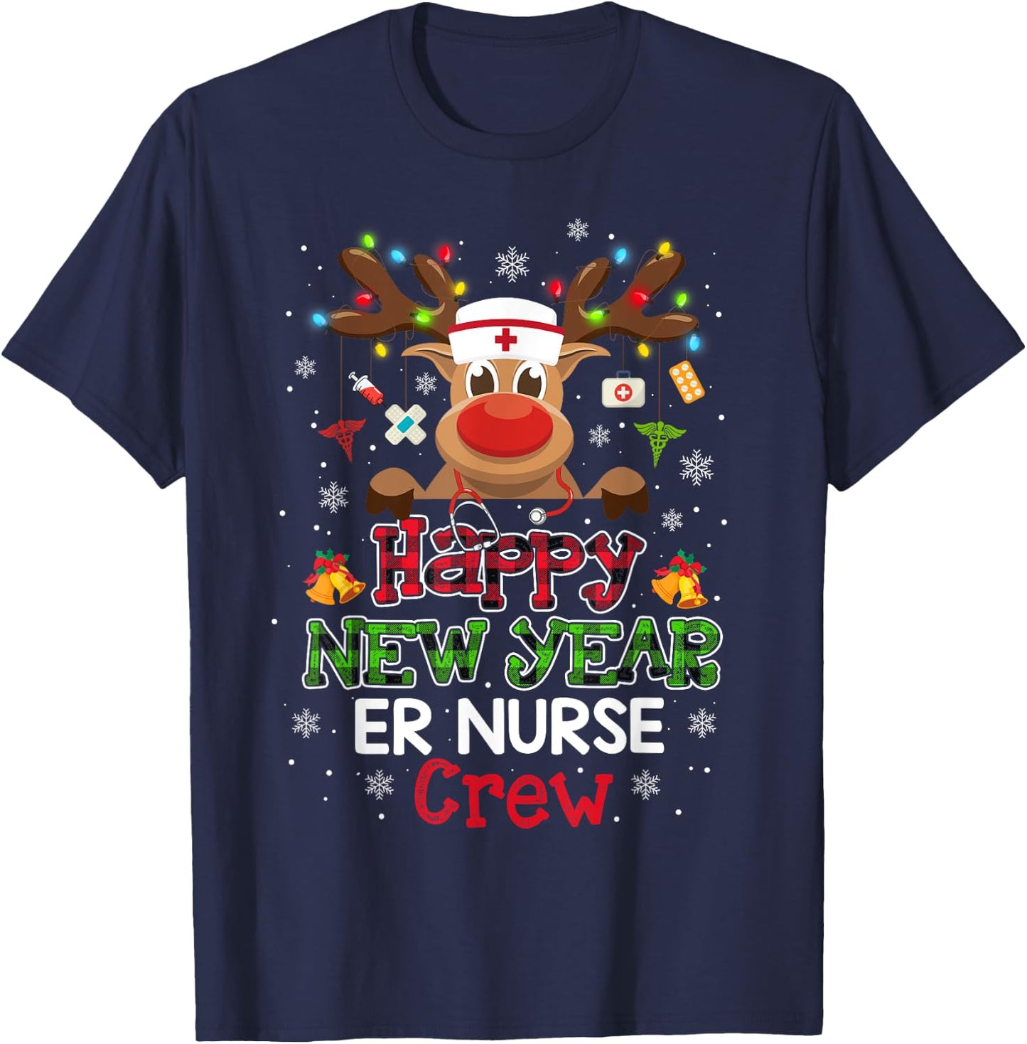 Happy New Year ER Nurse Crew Christmas Lovely Gifts T-Shirt - T-Shirt | Navy
