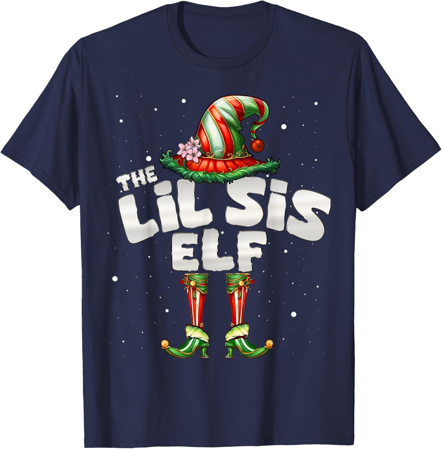 I'm The Sister Elf Family Matching Group Christmas Lil Sis T-Shirt - T-Shirt | Navy
