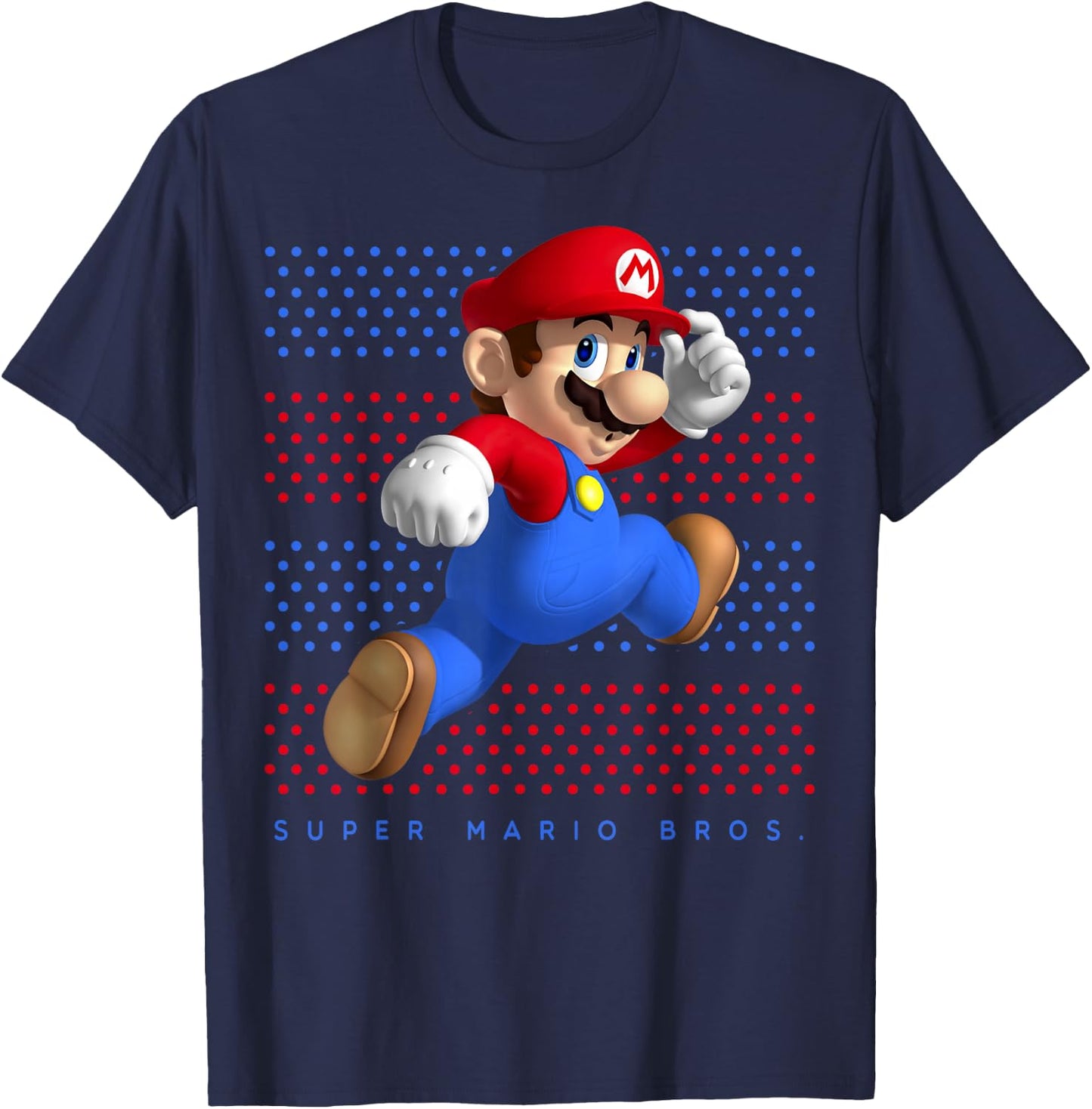 Super Mario Running Polka Dots T-Shirt - T-Shirt | Navy