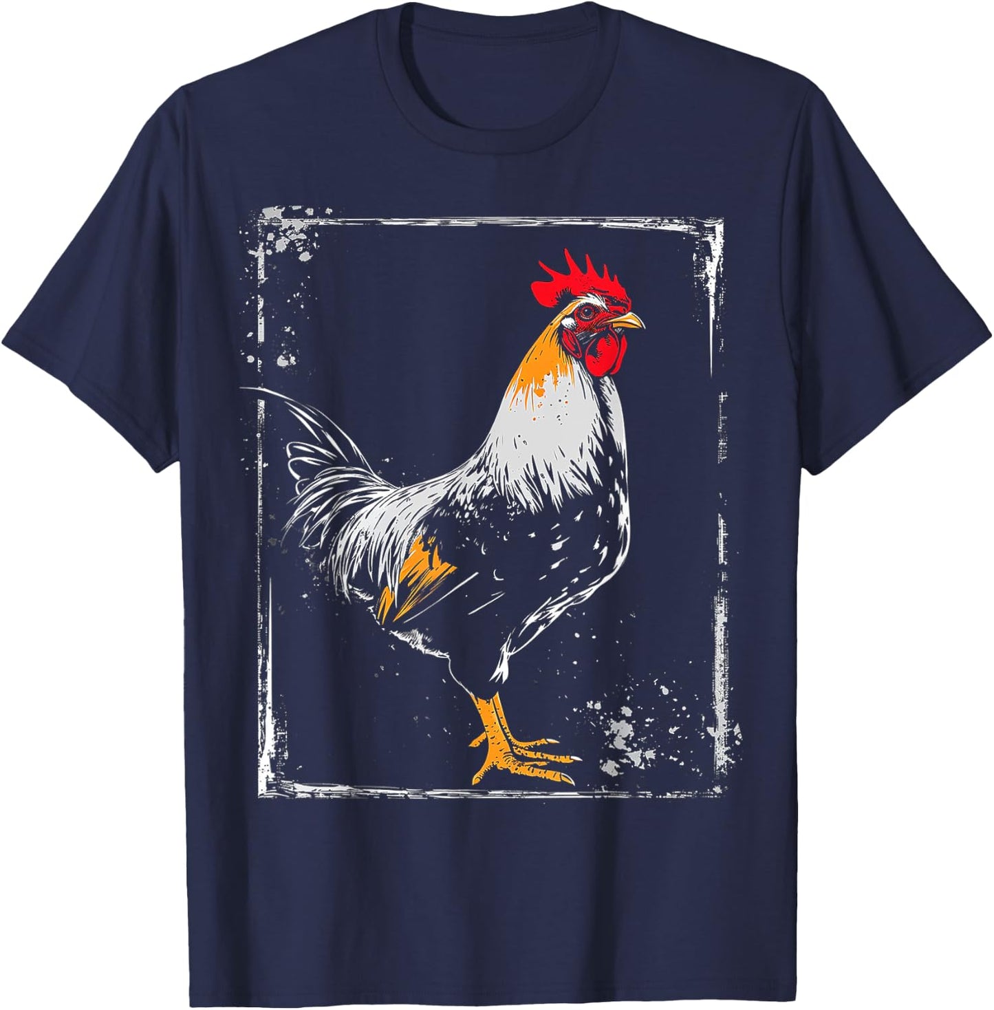 Chicken Painting Drawing Animal Art Graphic Chicken T-Shirt - T-Shirt | Navy