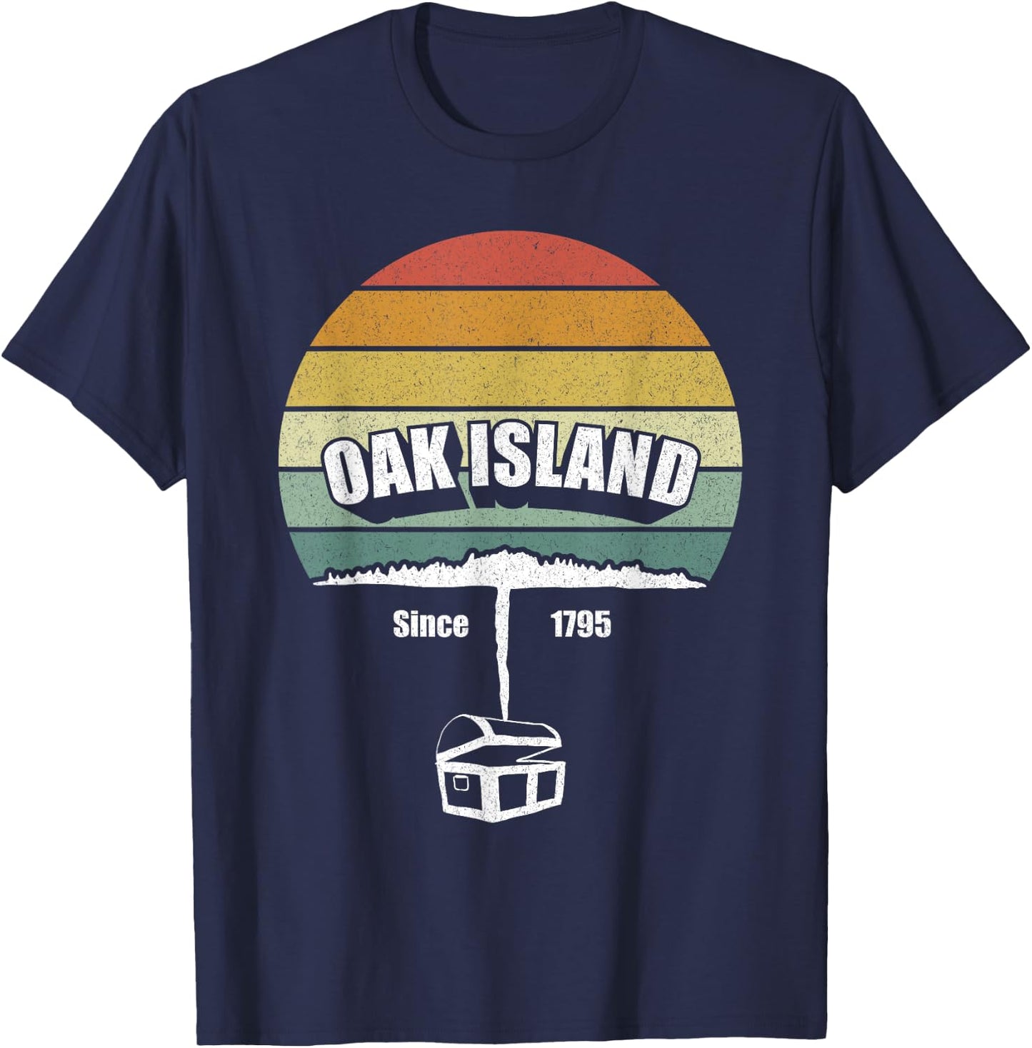 Retro Oak Island And Treasure Shirt Gift Nova Scotia Funny T-Shirt - T-Shirt | Navy