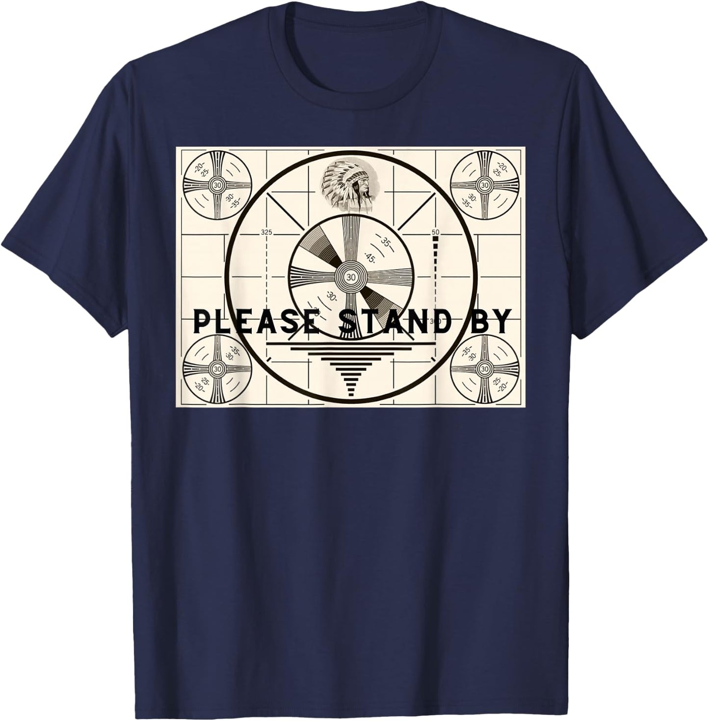Vintage Old Test Pattern Please Stand by TV T-Shirt - T-Shirt | Navy