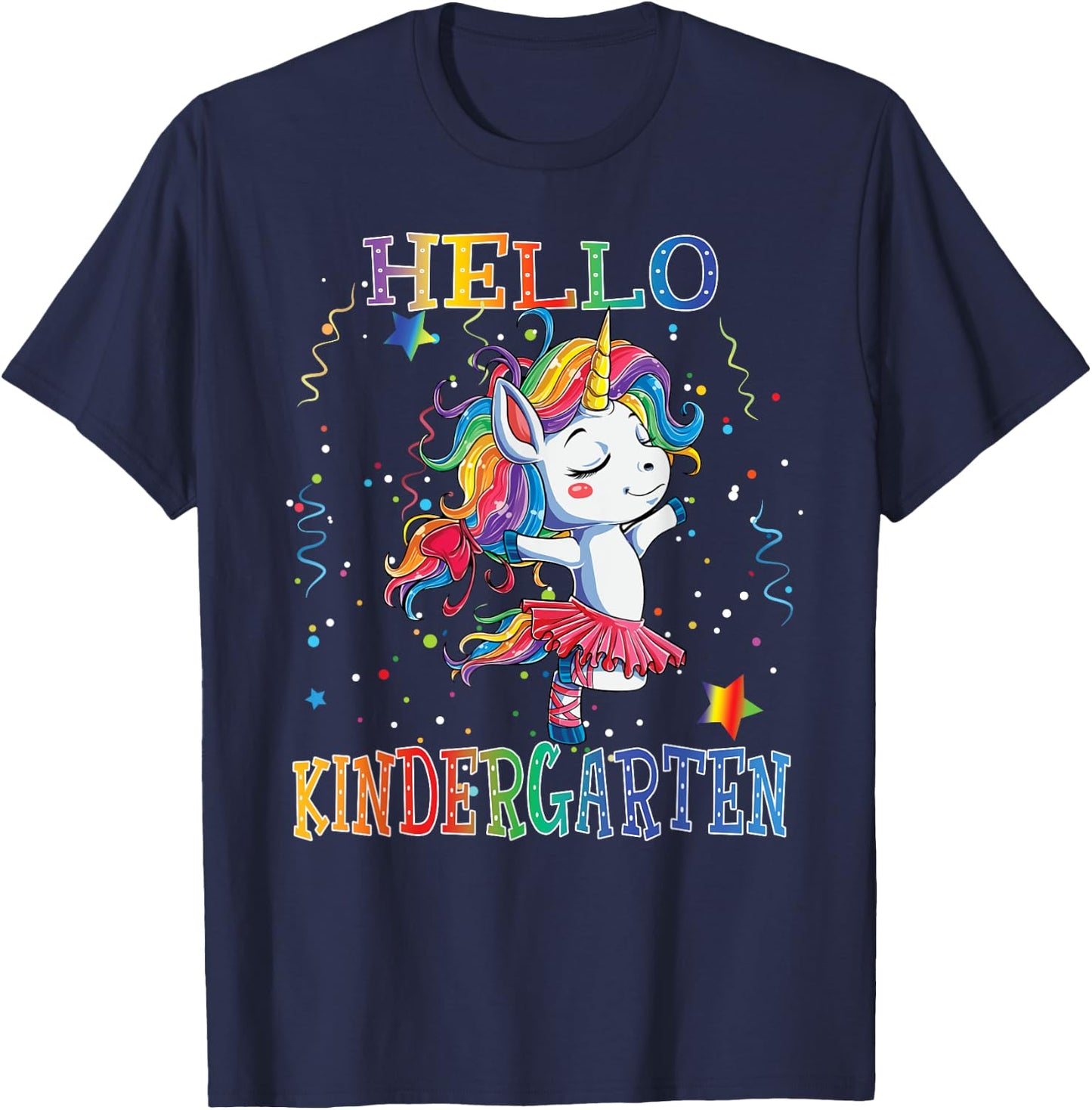 Hello Kindergarten Cute Unicorn First Day Of School Gifts T-Shirt - T-Shirt | Navy