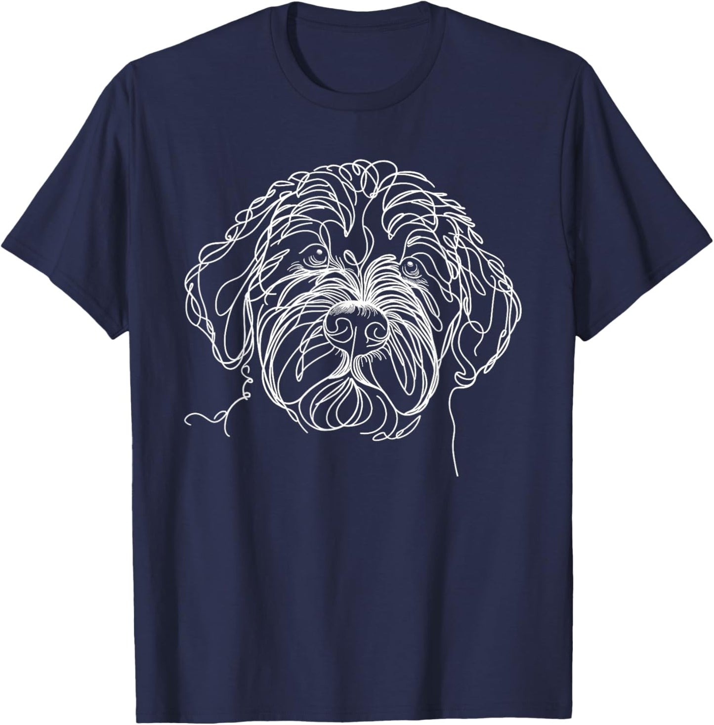 Line Art Portuguese Water Dog Portie T-Shirt - T-Shirt | Navy