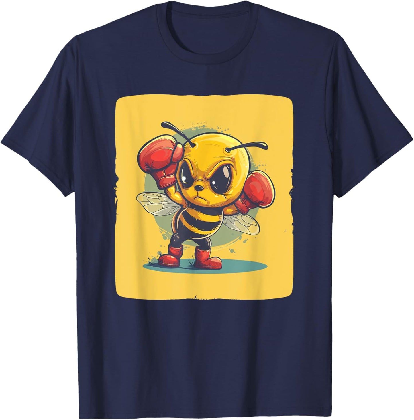 Angry Bee with boxing Gloves for funny Bees Lovers T-Shirt - T-Shirt | Navy