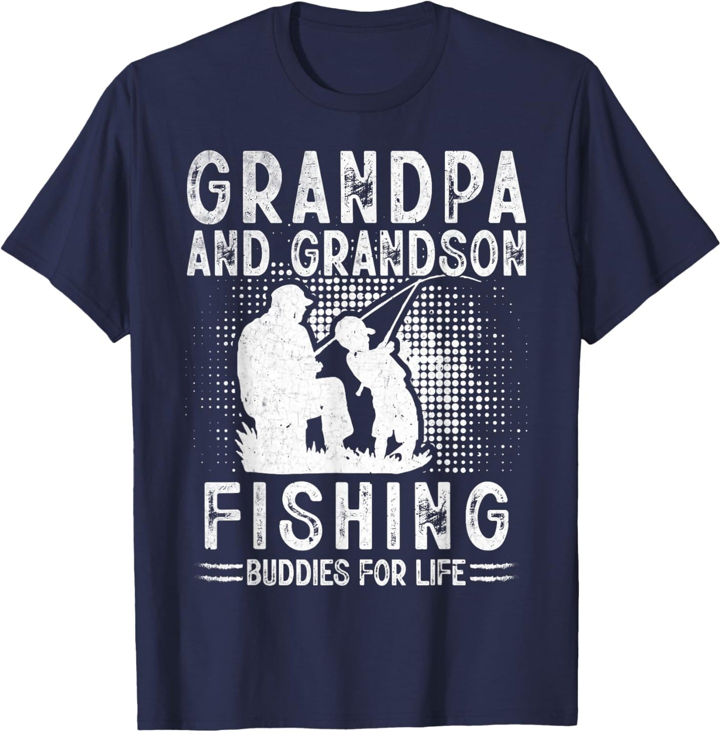 Grandpa and Grandson Fishing Buddies for Life Matching T-Shirt - T-Shirt | Navy