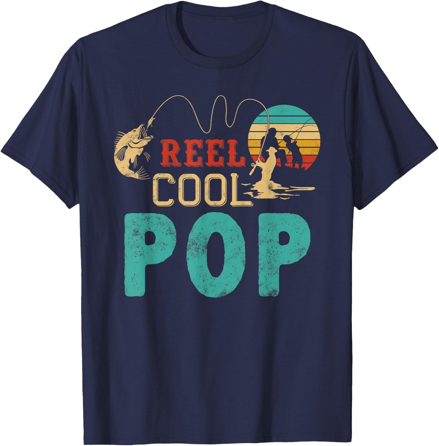 Fishing Reel Cool Pop Father’s day Gift Fisherman Pop T-Shirt - T-Shirt | Navy