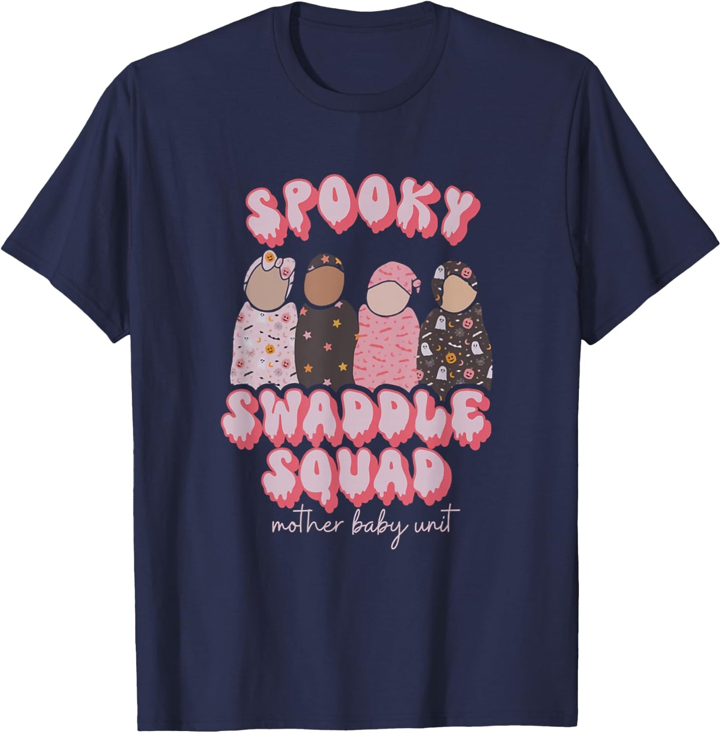 Spooky Swaddle Squad Halloween Nurse Mother Baby Unit T-Shirt - T-Shirt | Navy