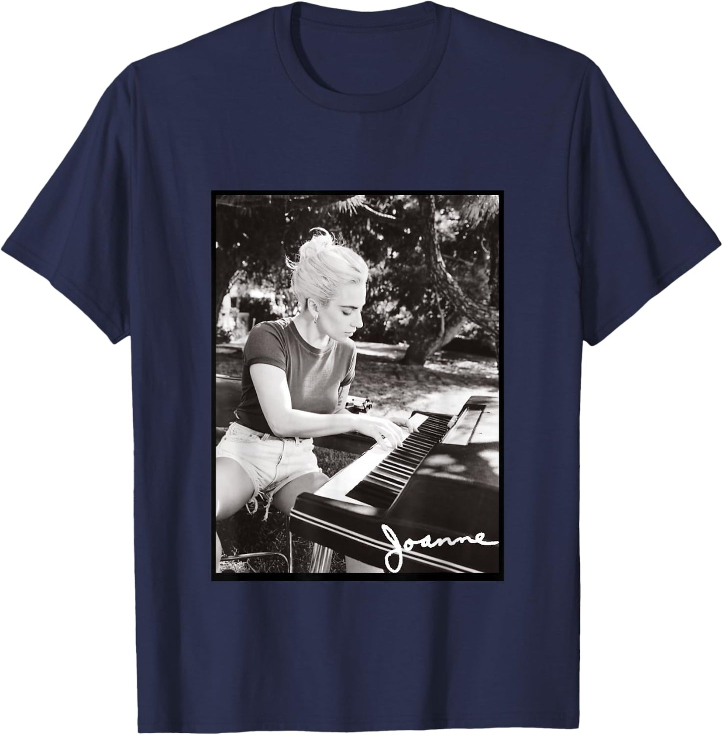 Lady Gaga Joanne Piano Photo Small T-Shirt - T-Shirt | Navy