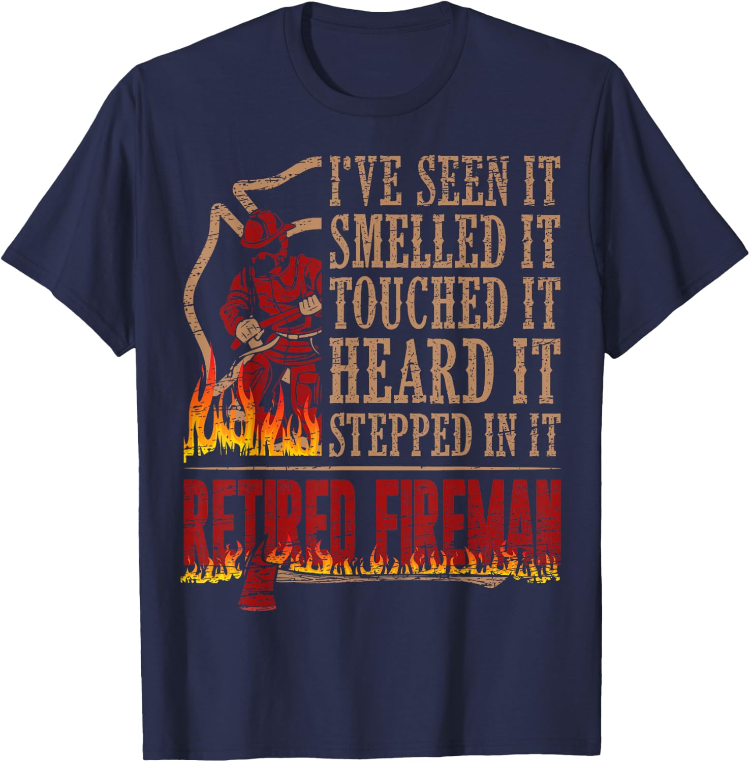 Retired Fireman Firefighter Axe Fire Gift T-Shirt - T-Shirt | Navy
