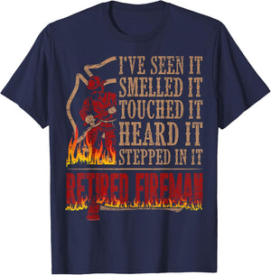 Retired Fireman Firefighter Axe Fire Gift T-Shirt - T-Shirt | Navy